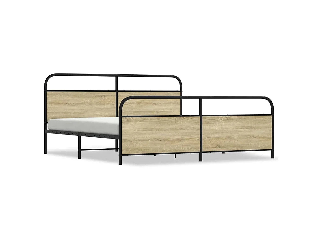 Cadre de lit en métal sans matelas chêne sonoma 200x200 cm