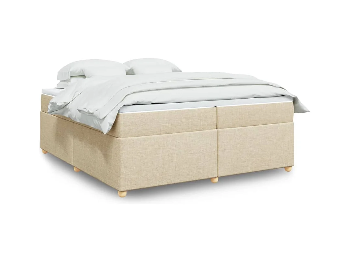 Sommier à lattes de lit avec matelas Crème 200x200 cm Tissu