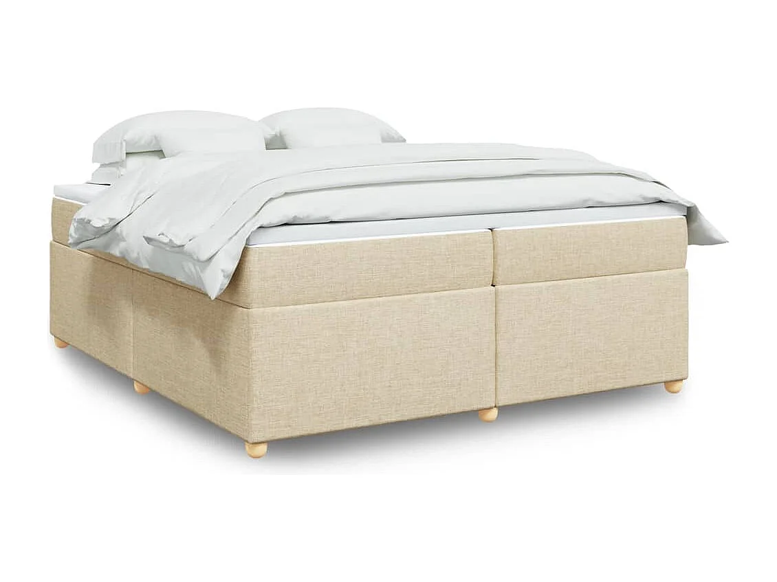 Boxspring met matras stof crèmekleurig 200x200 cm