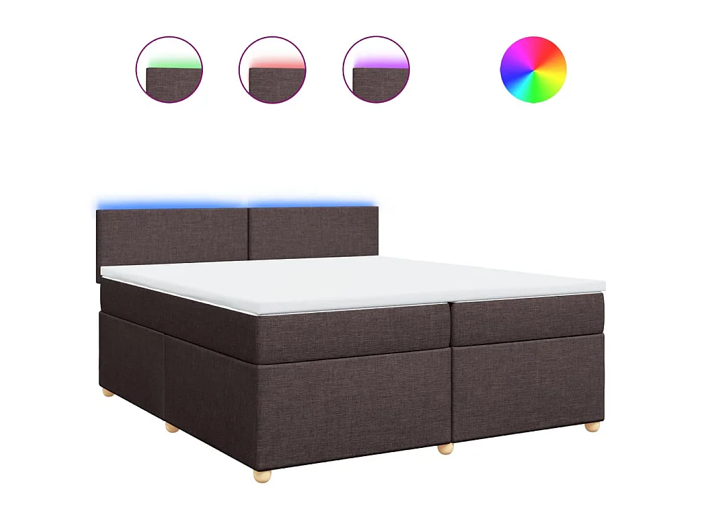 Cama box spring con colchón tela marrón oscuro 200x200 cm