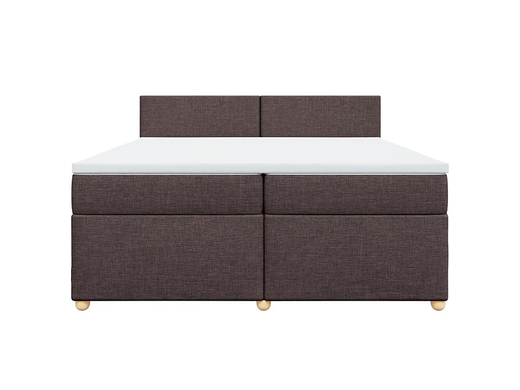 Cama box spring con colchón tela marrón oscuro 200x200 cm