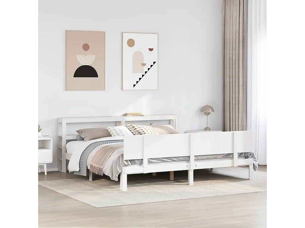 Bedframe met hoofdeinde zonder matras 200x200 cm wit