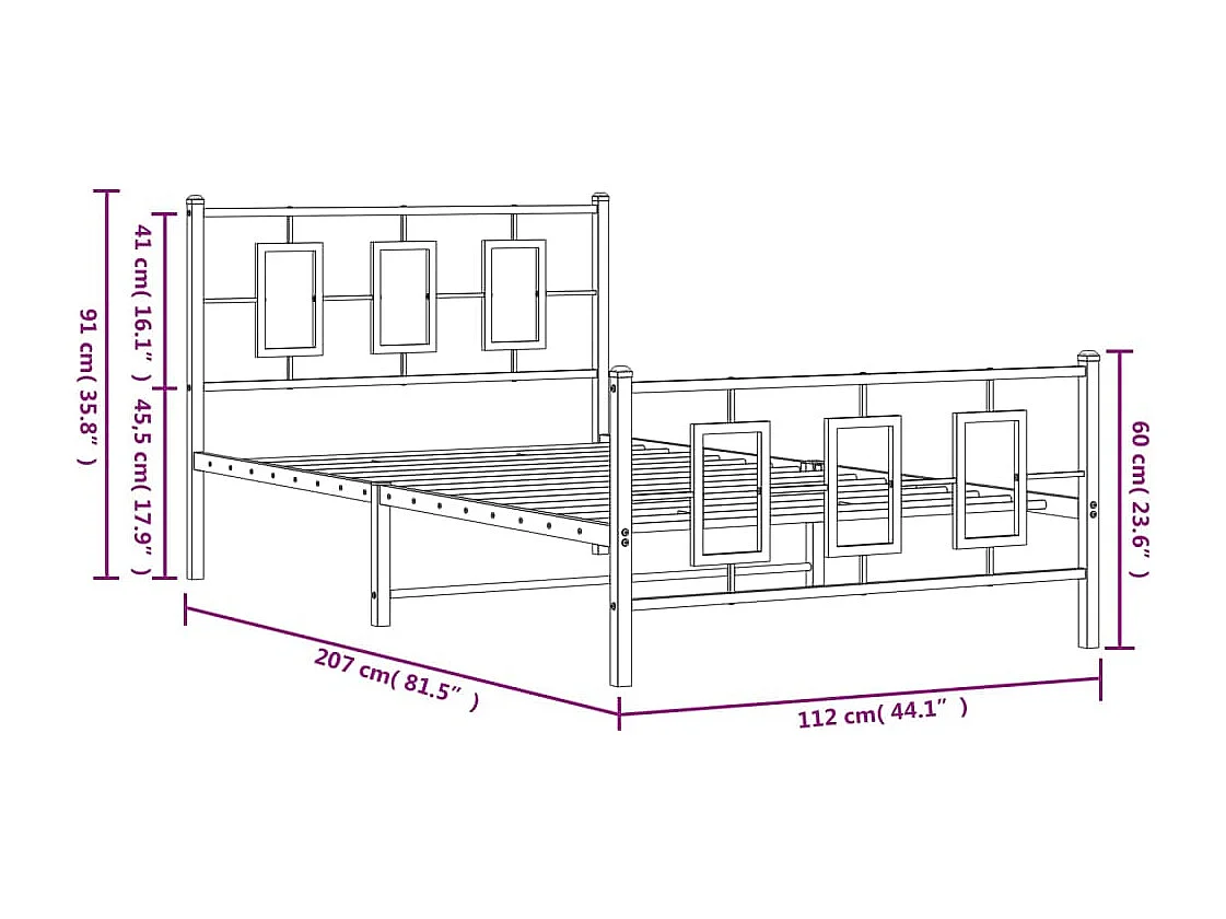 Estructura cama sin colchón con estribo metal blanco 107x203 cm