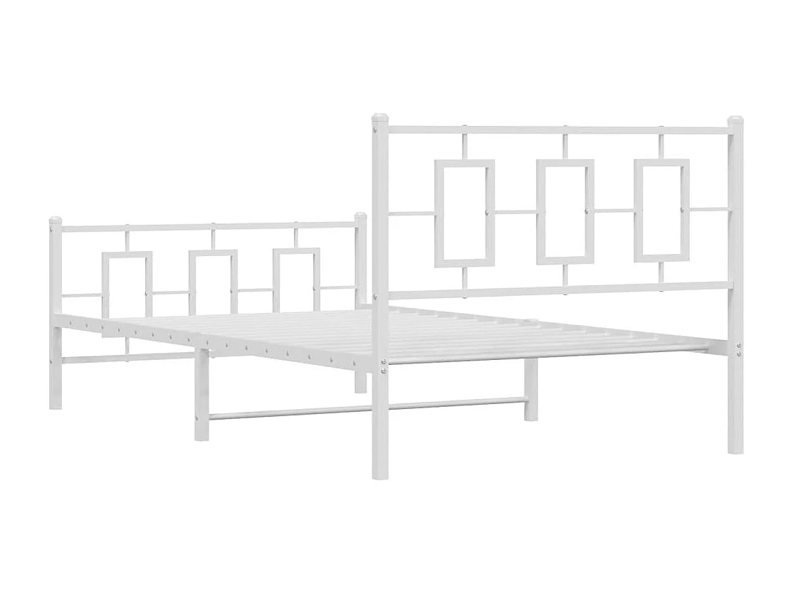 Cadre de lit métal sans matelas et pied de lit blanc 107x203 cm
