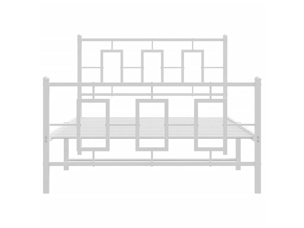 Cadre de lit métal sans matelas et pied de lit blanc 107x203 cm