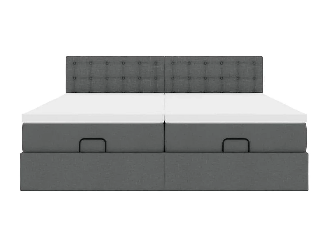 Cadre de lit ottoman avec matelas gris foncé 200x200cm tissu