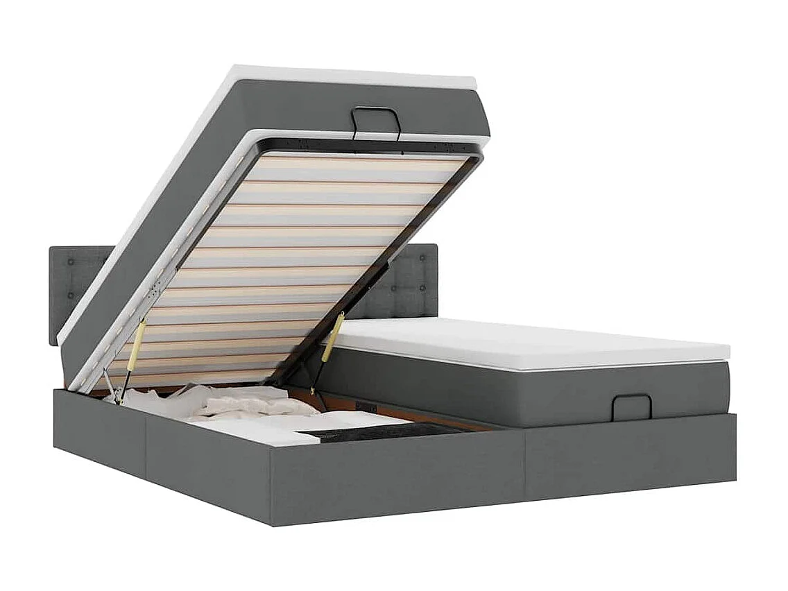 Ottoman bed met matrassen 200x200cm stof donkergrijs