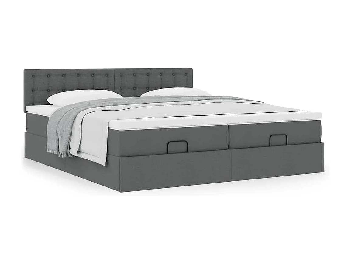 Ottoman bed met matrassen 200x200cm stof donkergrijs