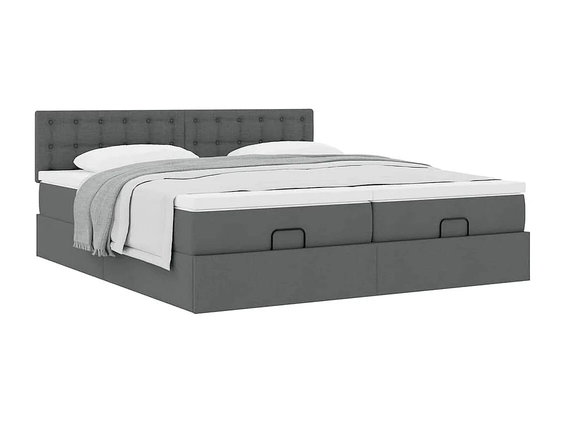 Ottoman bed met matrassen 200x200cm stof donkergrijs
