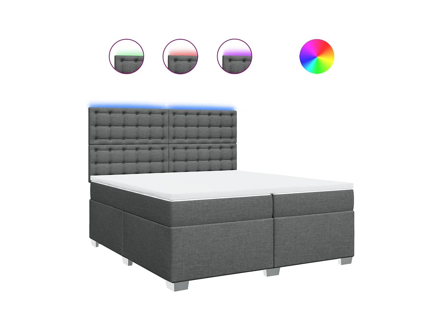 Boxspringbett mit Matratze Dunkelgrau 200x200 cm Stoff