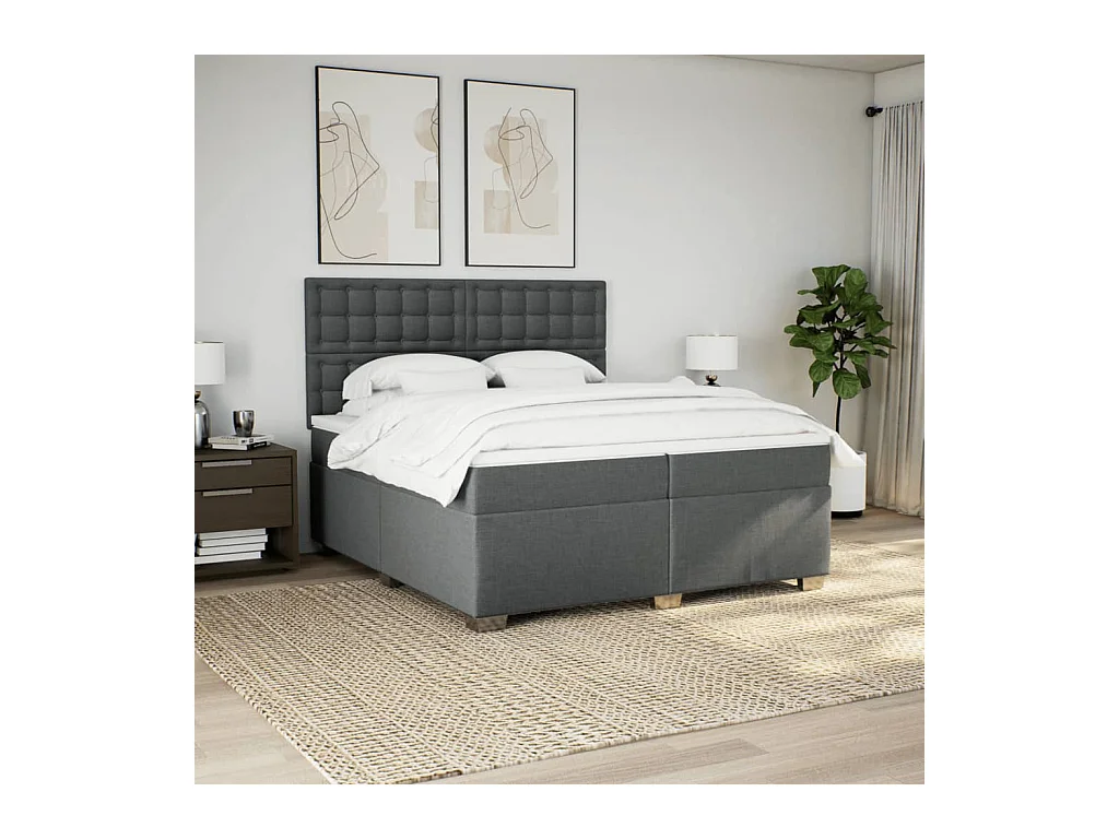 Boxspringbett mit Matratze Dunkelgrau 200x200 cm Stoff