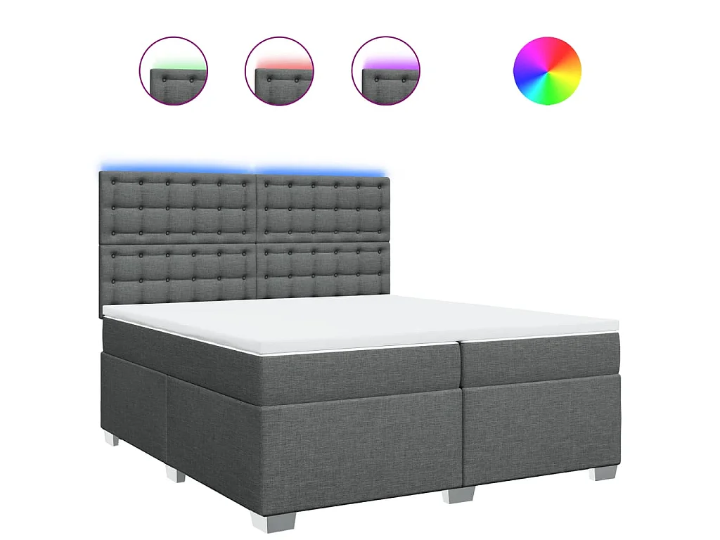Cama box spring con colchón tela gris oscuro 200x200 cm