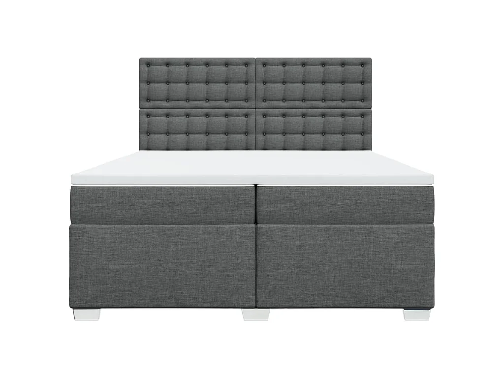 Cama box spring con colchón tela gris oscuro 200x200 cm