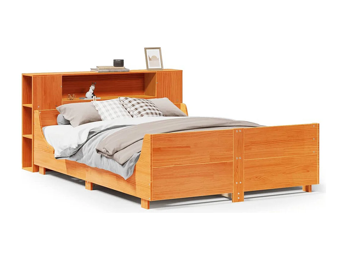 Bedframe zonder matras massief grenenhout wasbruin 150x200 cm