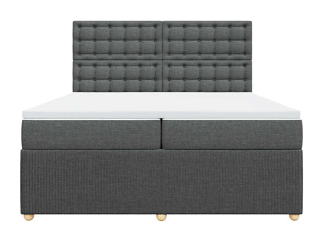 Sommier à lattes de lit avec matelas Gris foncé 200x200cm Tissu