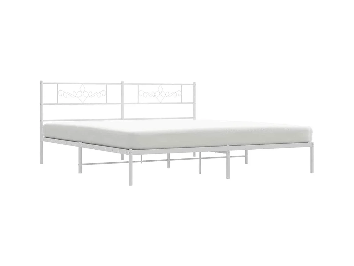 Bedframe met hoofdbord metaal wit 193x203 cm