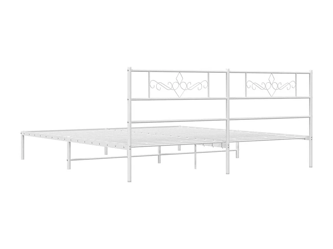 Cadre de lit métal sans matelas et tête de lit blanc 193x203 cm