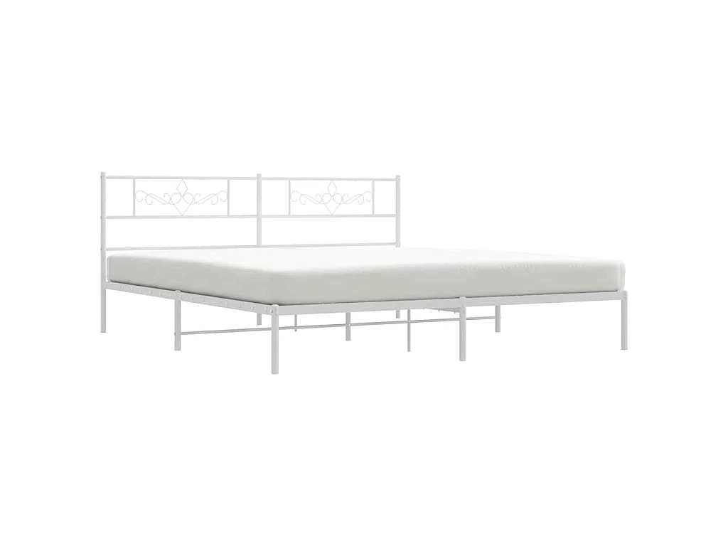 Bedframe met hoofdbord metaal wit 193x203 cm