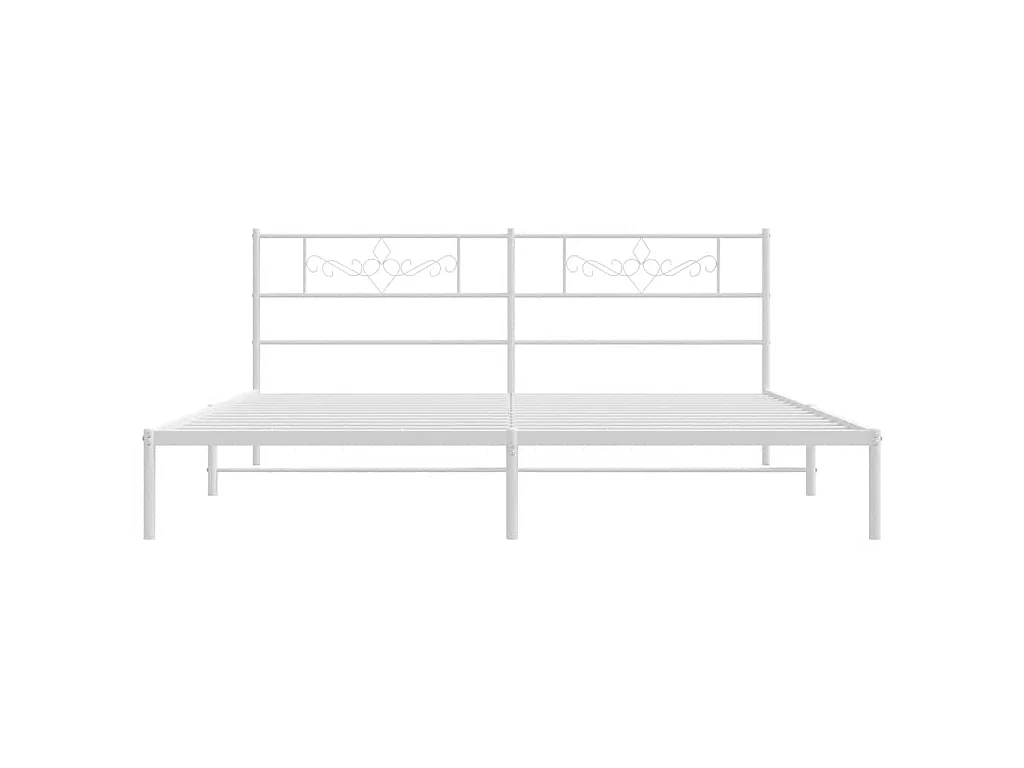Bedframe met hoofdbord metaal wit 193x203 cm