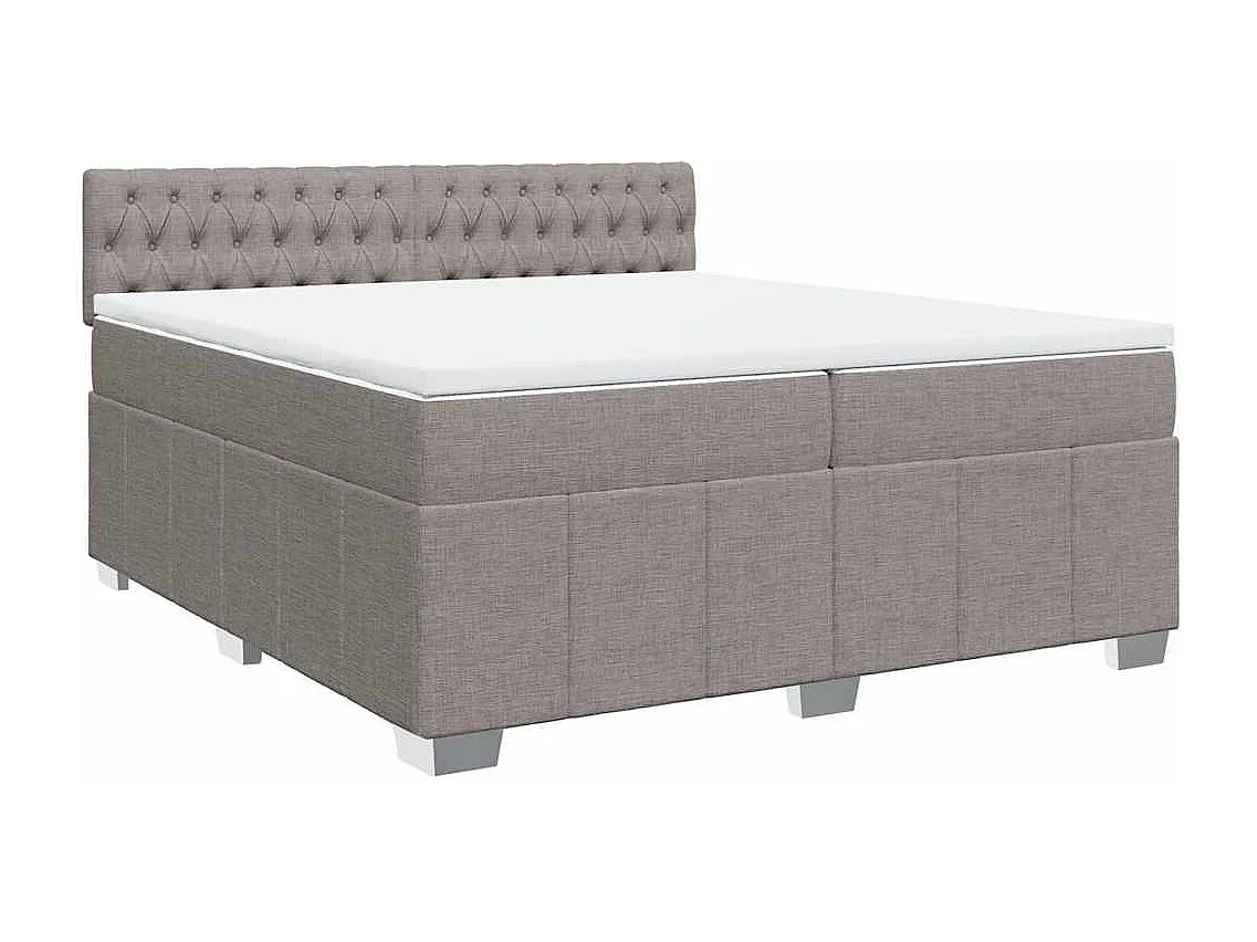 Cama com molas/colchão 200x200 cm tecido castanho-acinzentado