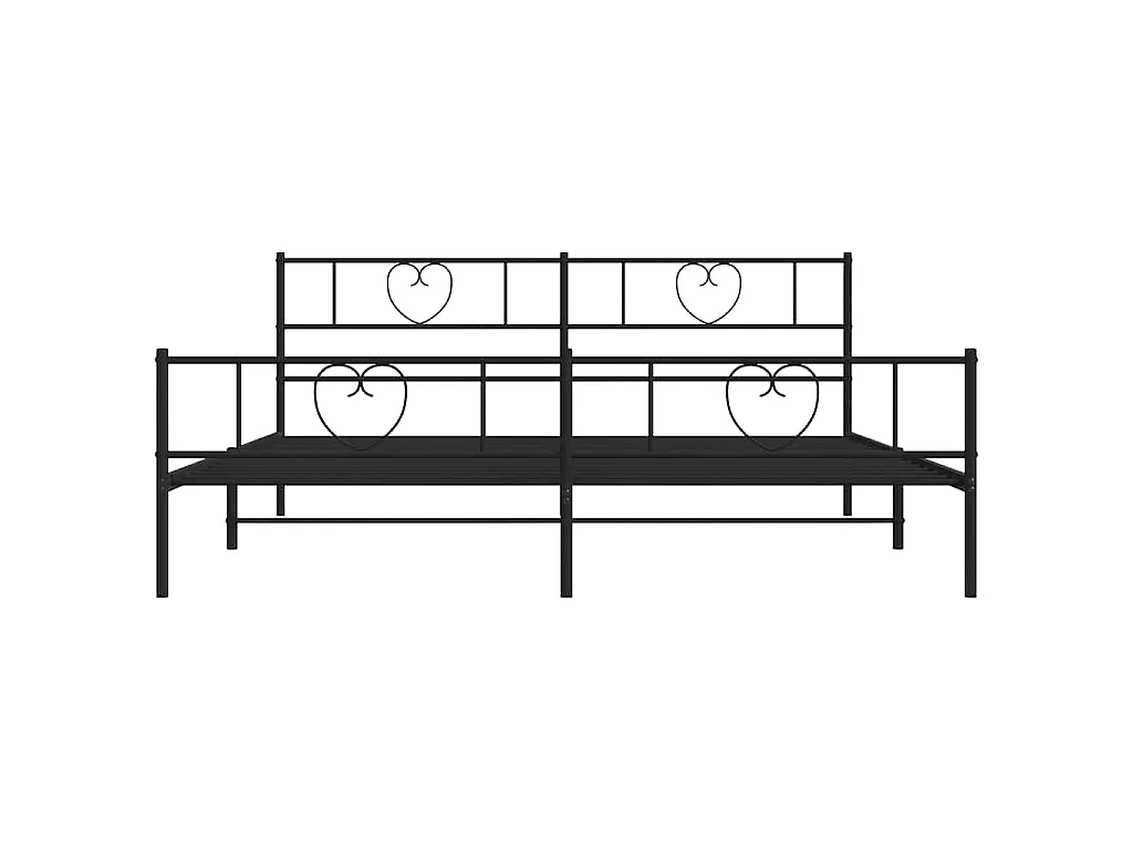 Cadre de lit métal sans matelas avec pied de lit noir 193x203cm