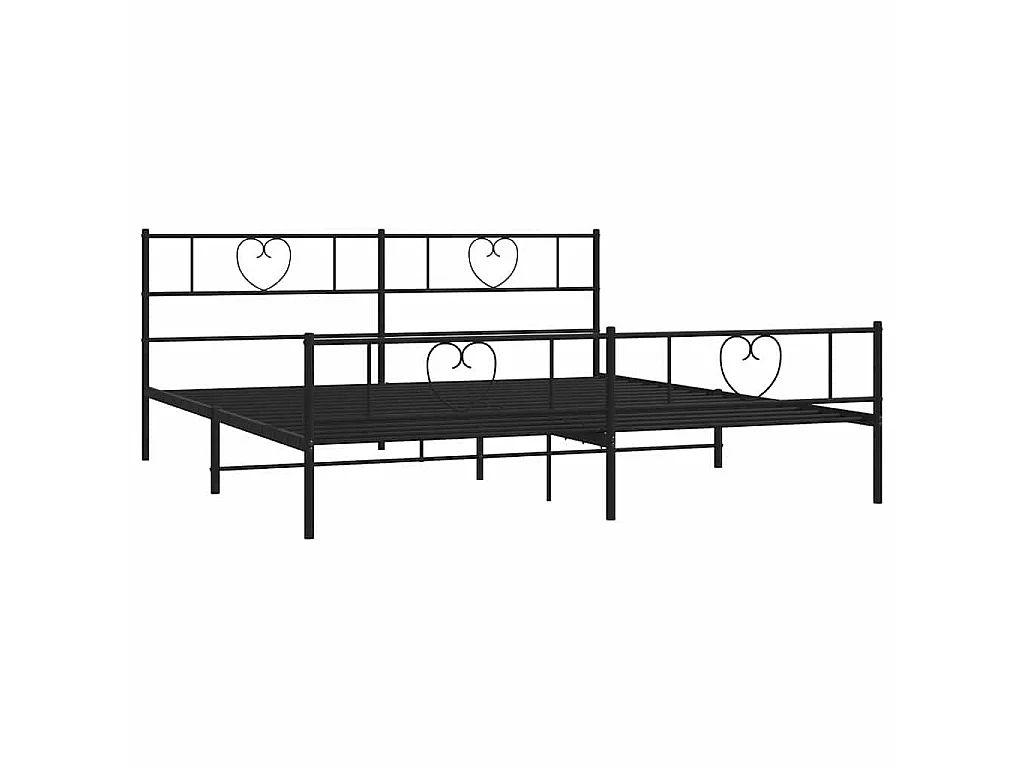 Cadre de lit métal sans matelas avec pied de lit noir 193x203cm