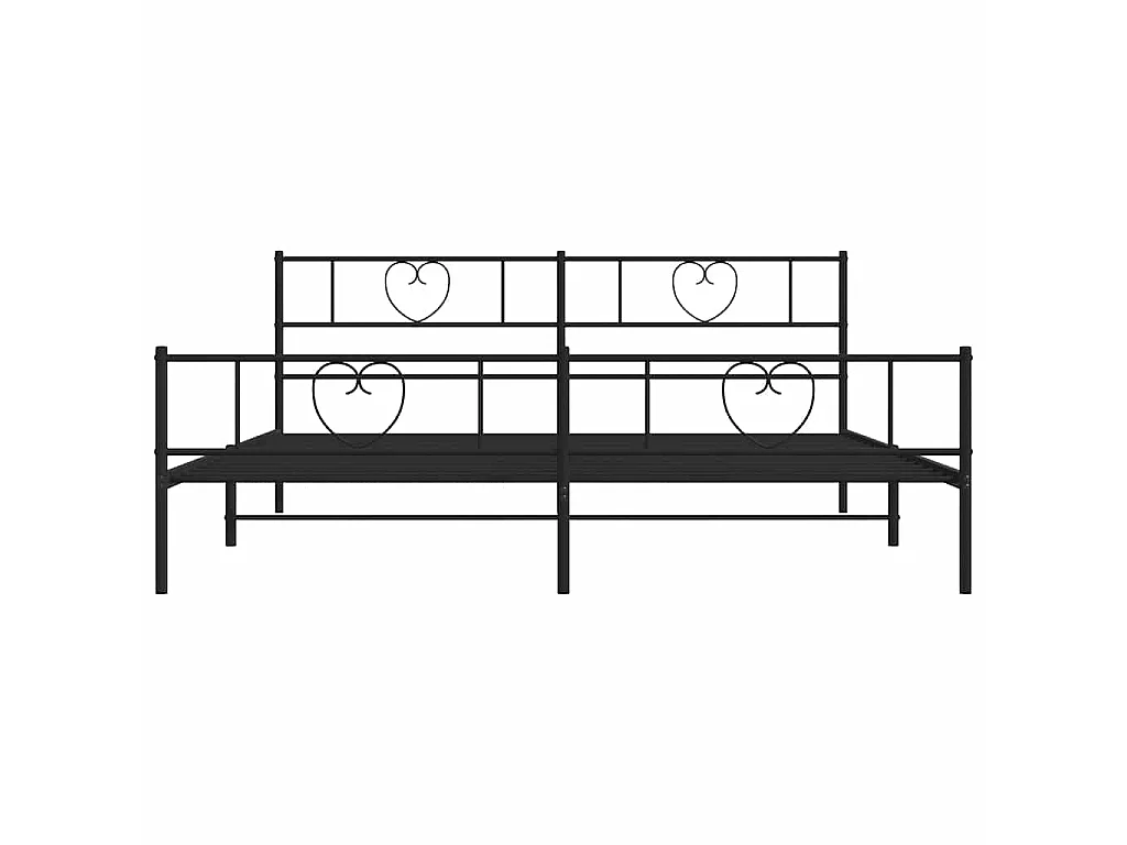 Cadre de lit métal sans matelas avec pied de lit noir 193x203cm