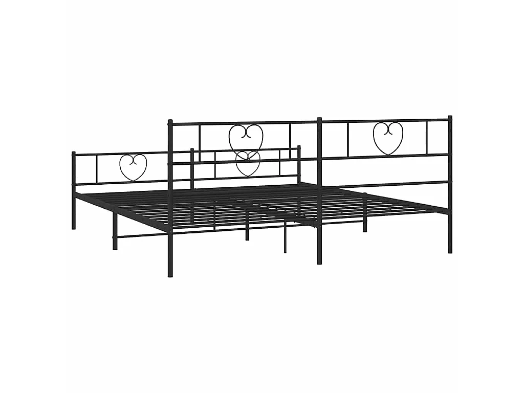 Cadre de lit métal sans matelas avec pied de lit noir 193x203cm