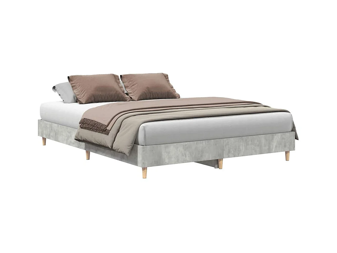 Cadre de lit sans matelas gris béton 150x200 cm bois ingénierie