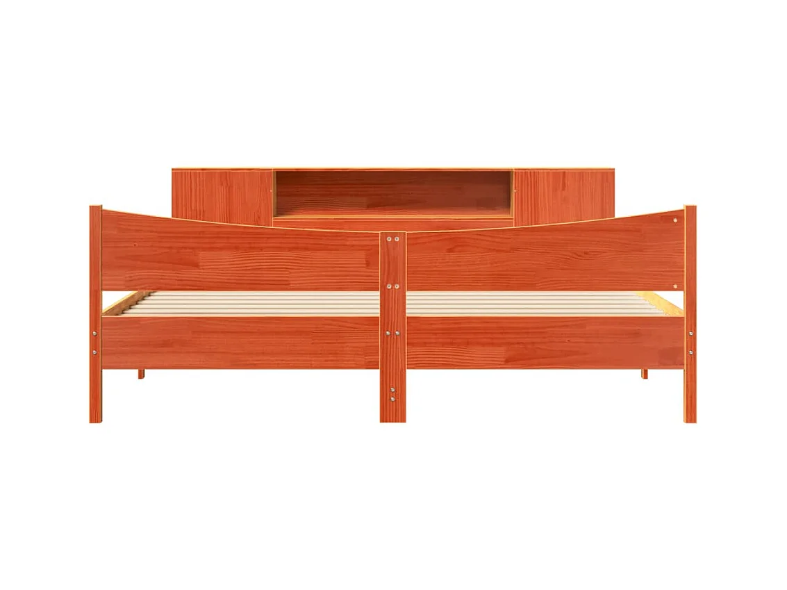 Cadre de lit sans matelas cire marron 200x200cm bois pin massif