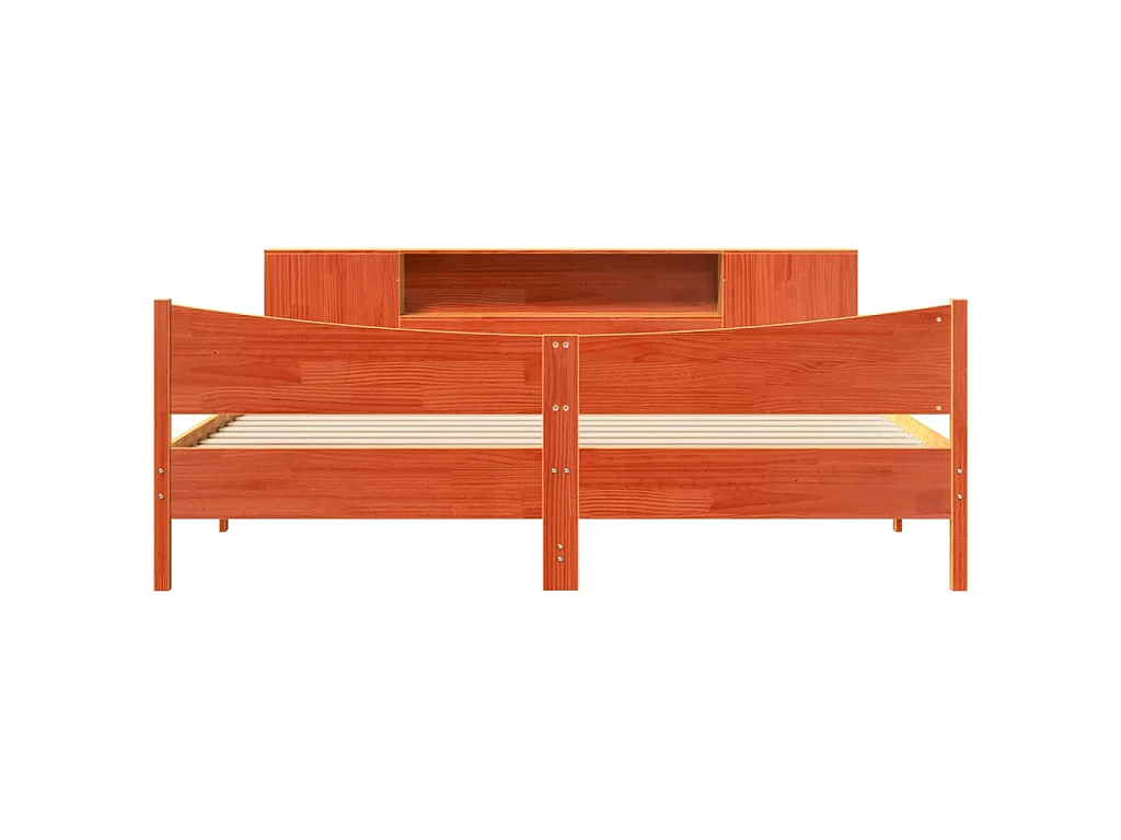 Cama sin colchón madera maciza de pino marrón cera 200x200 cm