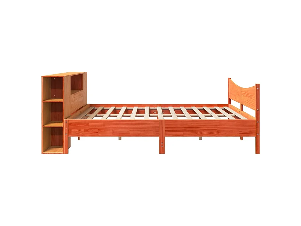 Cama sin colchón madera maciza de pino marrón cera 200x200 cm