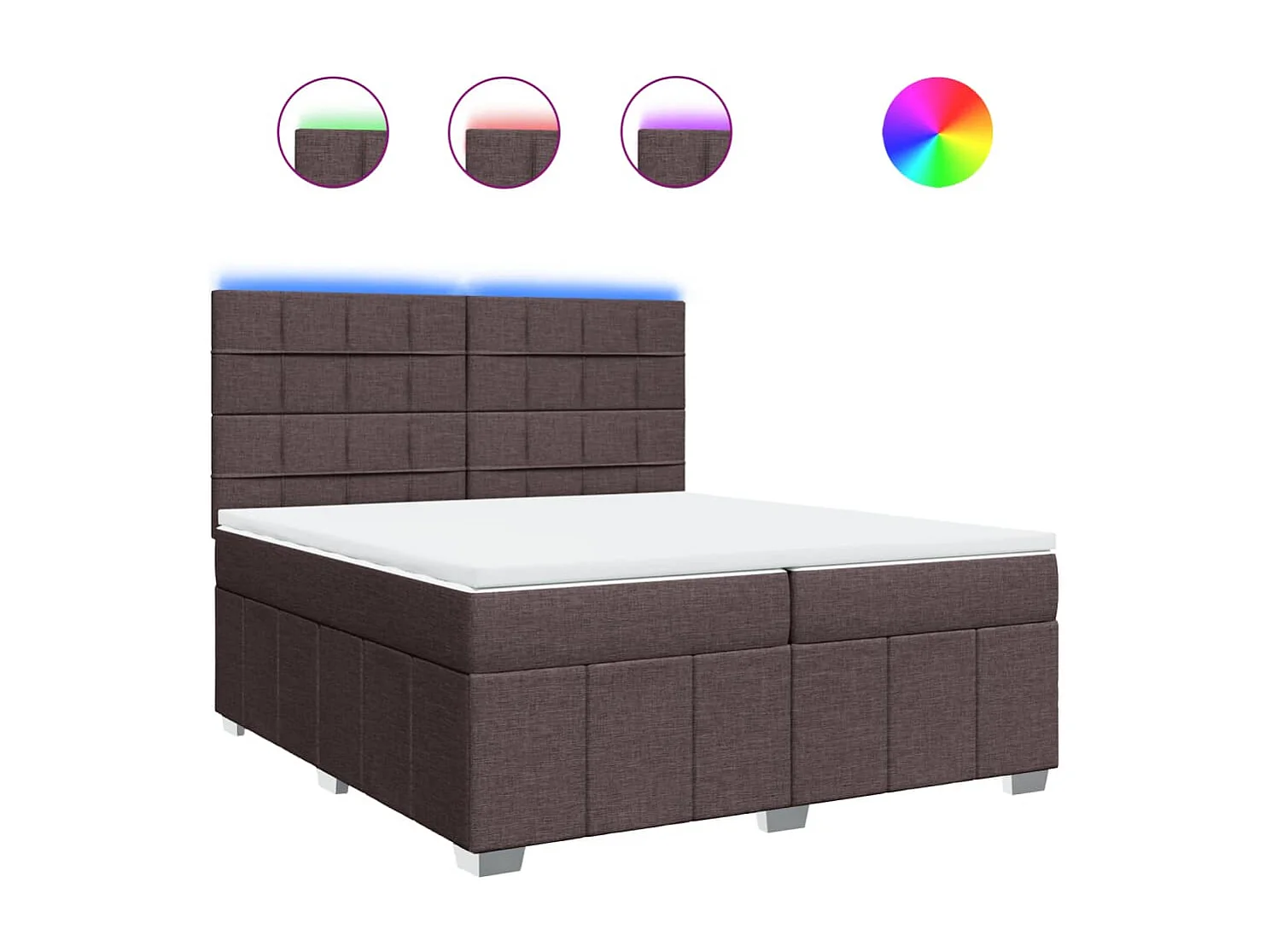 Cama box spring con colchón tela marrón oscuro 200x200 cm