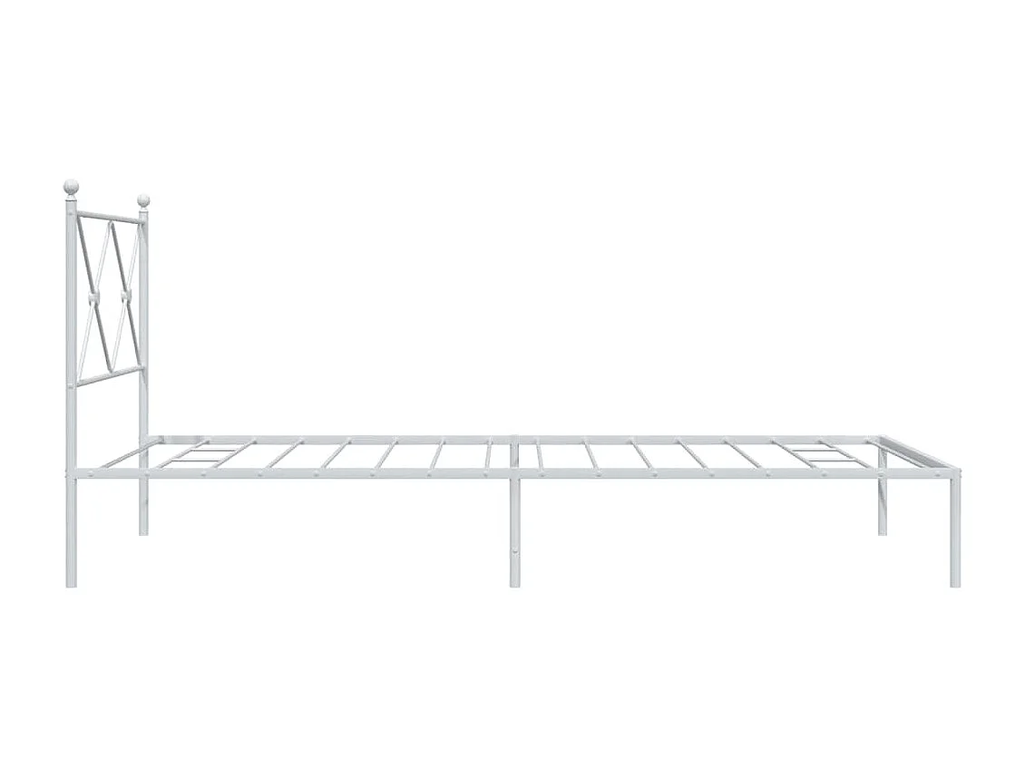 Cadre de lit métal sans matelas et tête de lit blanc 107x203 cm