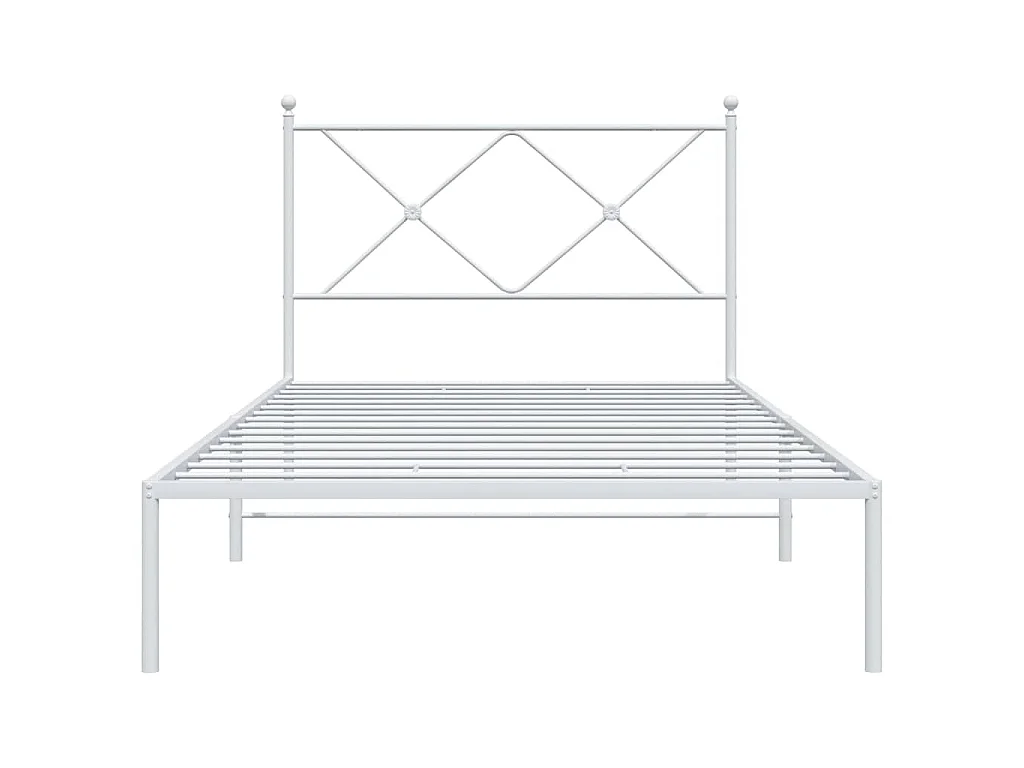 Cadre de lit métal sans matelas et tête de lit blanc 107x203 cm