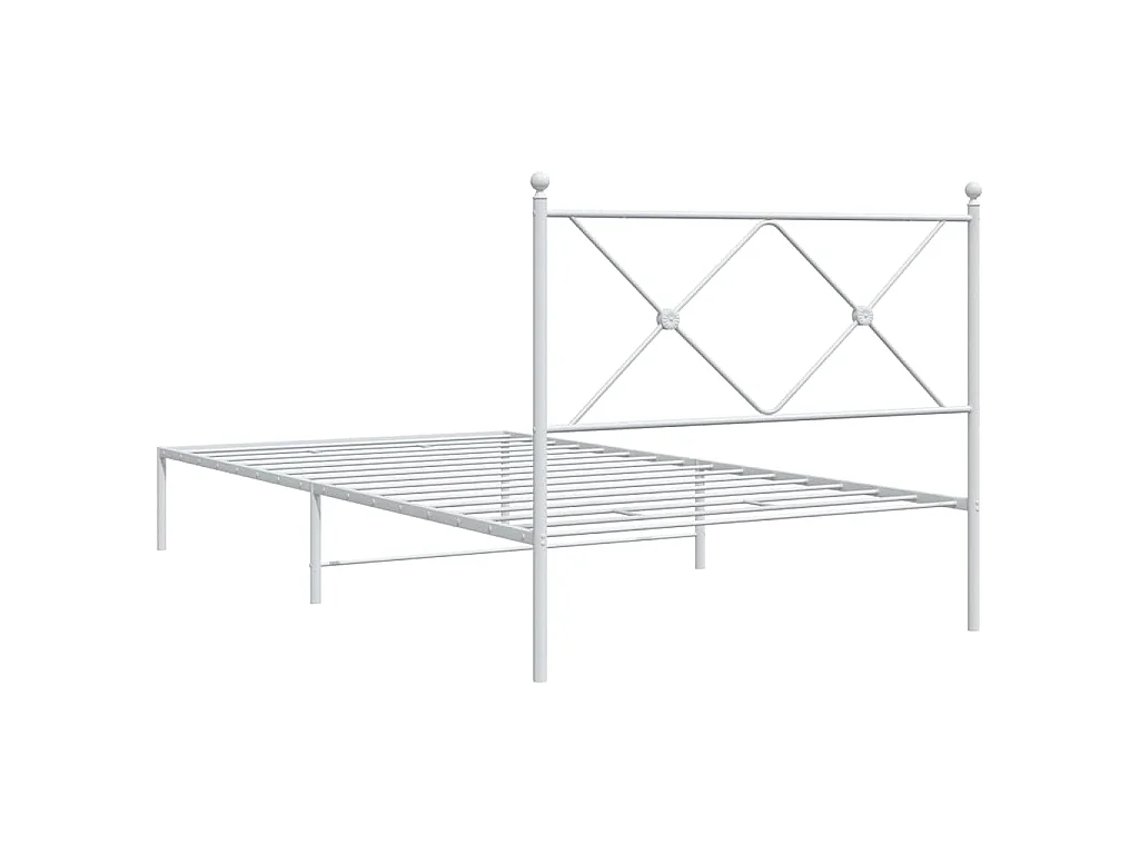 Cadre de lit métal sans matelas et tête de lit blanc 107x203 cm