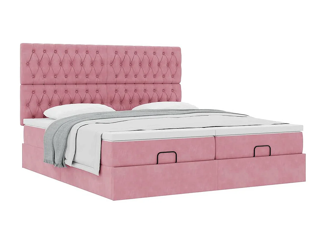 moldura de cama otomana  com colchão rosa 200x200cm Veludo