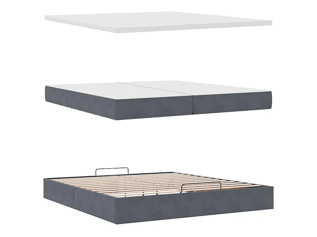 Estructura de cama otomana con colchón gris oscuro 200x200 cm