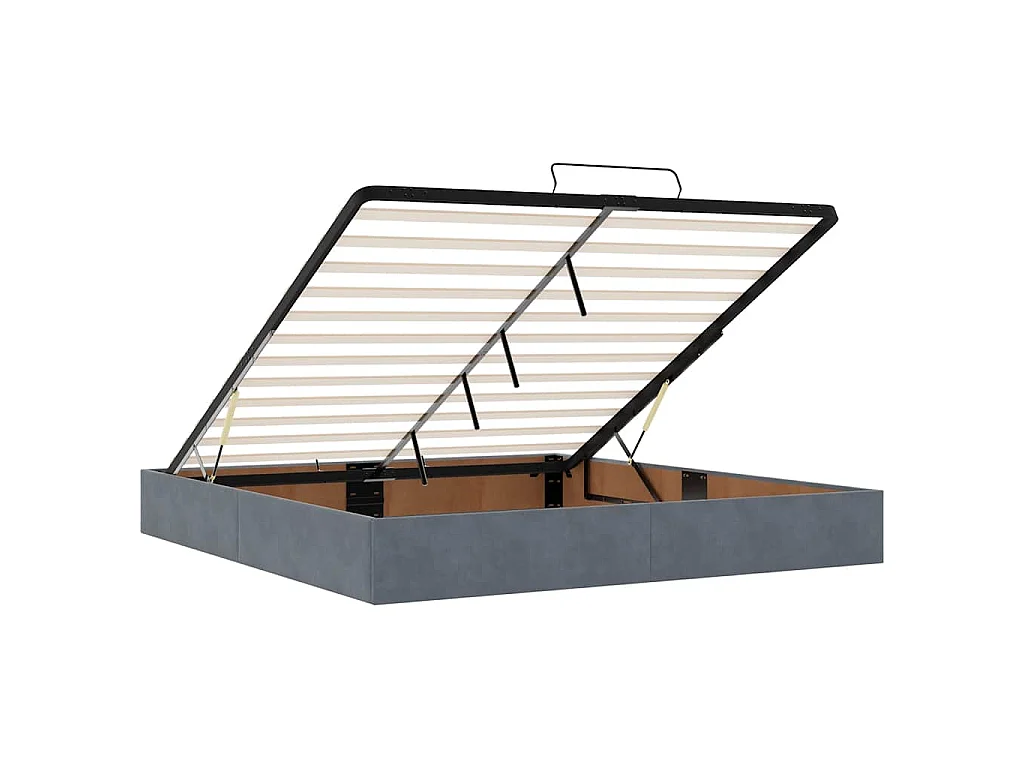 Estructura de cama otomana con colchón gris oscuro 200x200 cm