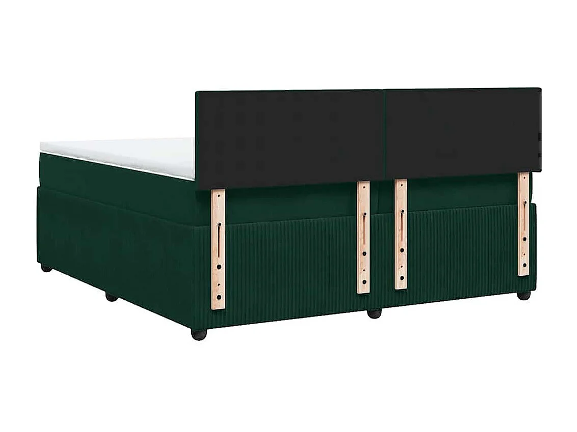 Giroletto a Molle con Materasso Verde Scuro 200x200 cm Velluto