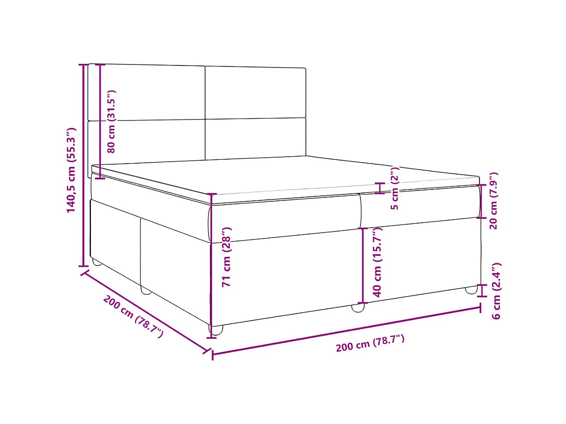 Boxspring met matras stof donkerbruin 200x200 cm