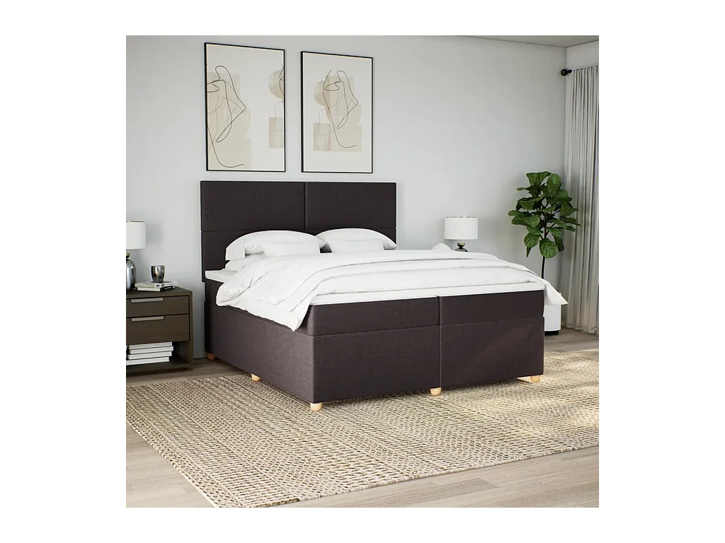 Boxspring met matras stof donkerbruin 200x200 cm