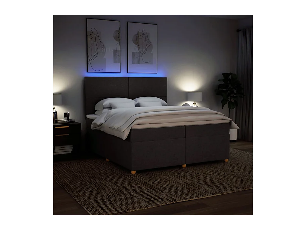 Boxspring met matras stof donkerbruin 200x200 cm