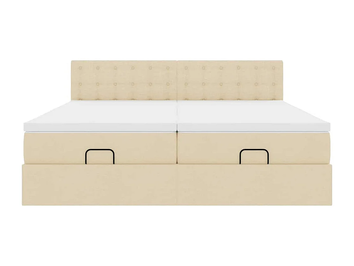 Ottoman bed met matrassen 200x200cm stof crèmekleurig