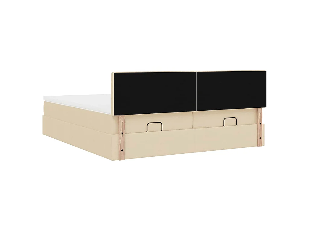 Struttura Letto Pouf con Materassi Crema 200x200 cm in Tessuto