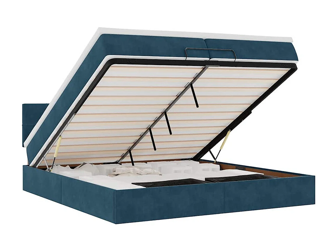 Struttura Letto Pouf con Materasso 200x200 cm in Velluto