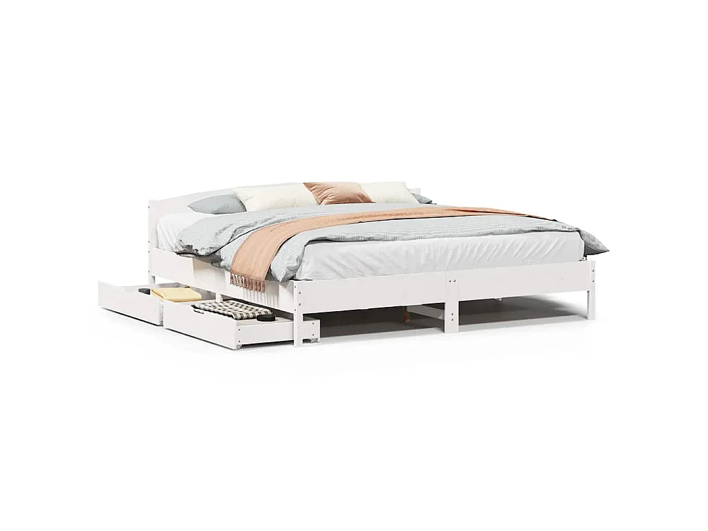 Estructura de cama sin colchón madera maciza blanca 200x200 cm