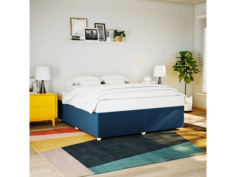 Cadre de lit sans matelas bleu 200x200 cm tissu