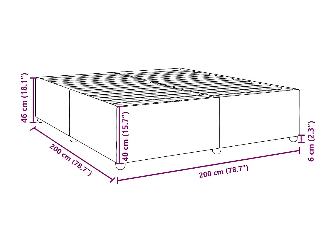 Cadre de lit sans matelas bleu 200x200 cm tissu