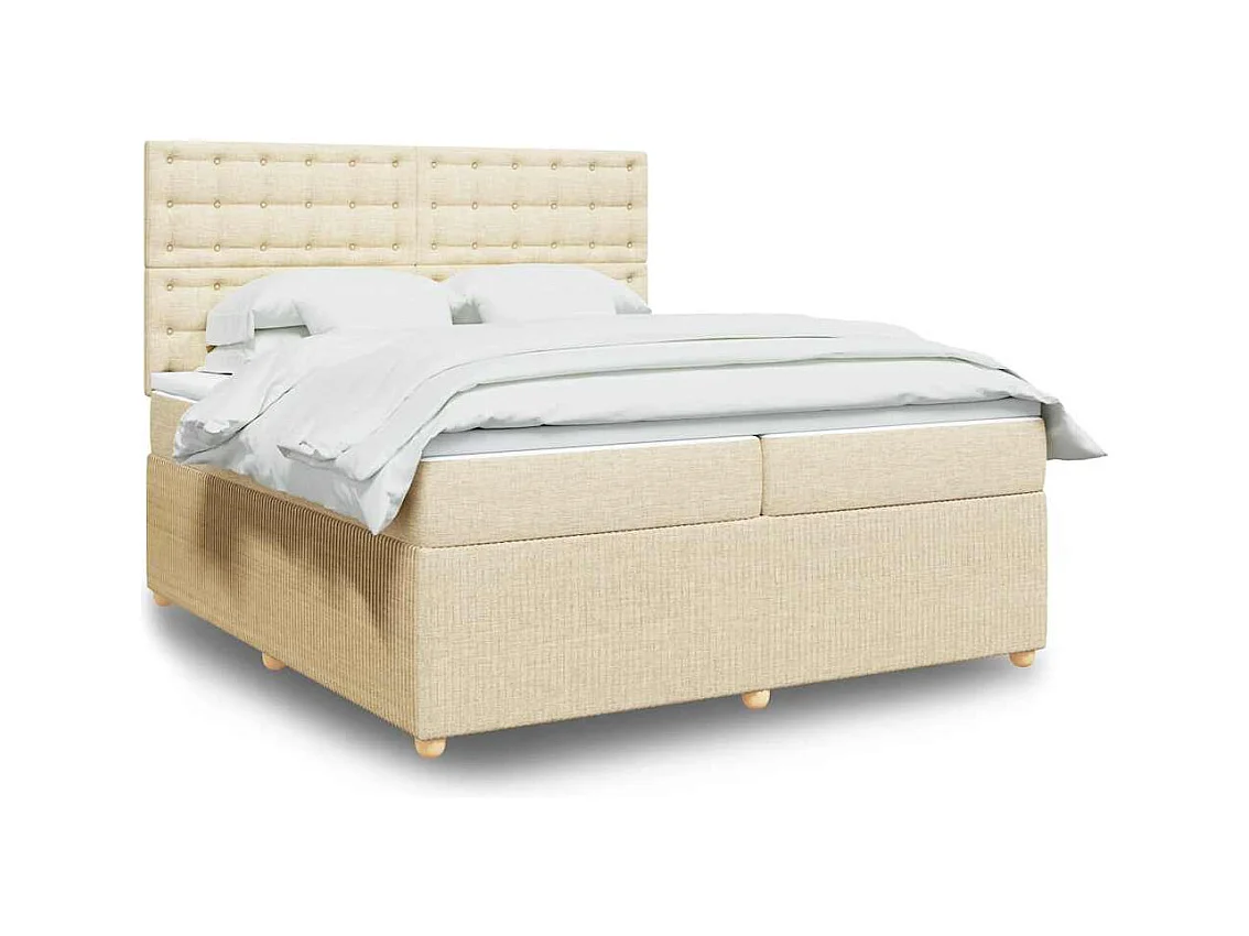Sommier à lattes de lit avec matelas Crème 200x200 cm Tissu